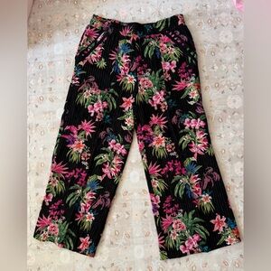 INC Black Floral Print Pants
